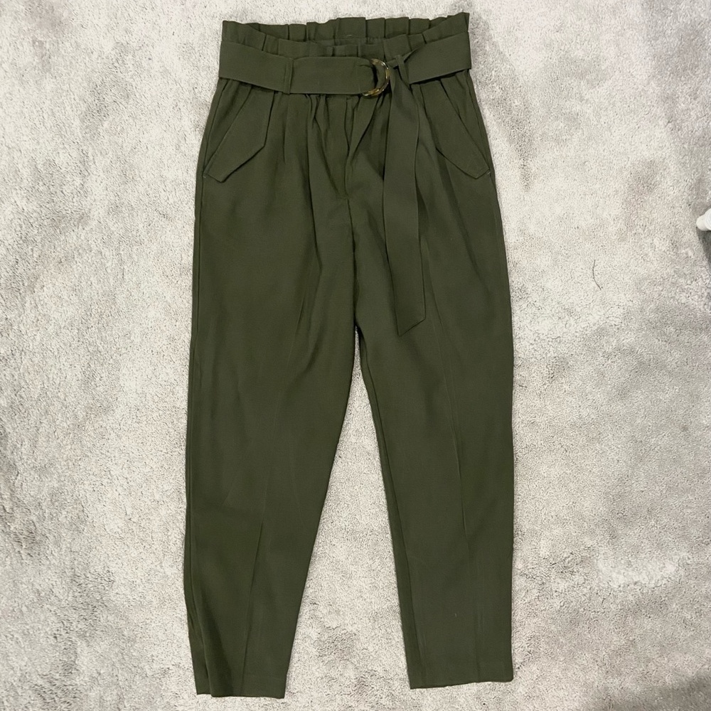 Dynamite Clothing Green Belted Pull On Pants